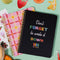 pink mini notebook with cream and yellow plaid pattern and black 'don't forget to write it down!!!' mini notebook