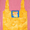 potato chip printed reusable bag with pouch on a white and red stripe background