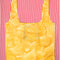 potato chip printed reusable bag with pouch on a white and red stripe background