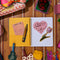 set of 4 big stickers: realistic pencil, realistic pink tulip, library card, and pink heart that says 'shhh!!! i'm at a really good part! in a notebook