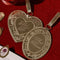 set of two gold metallic locket luggage tags