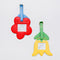 clear windows on red flower and yellow tulip shaped luggage tag set