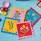 set of 4 colorful floral theme postage stamp shaped coasters