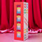 colorful folk floral stacking tumbler game on a red and pink background