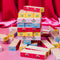 tumbled colorful folk floral stacking tumbler game on a red and pink background