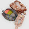 set of 3 3d zip set: small light pink ballet icons, medium grey beads, and large realistic pointe shoes with items inside