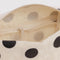 interior zipper of cream dopp kit with black polka dots