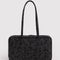 charcoal grey medium nylon bowler bag with black ditsy floral print