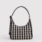 black and white gingham with mini nylon shoulder bag