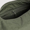 up close of olive green nylon meringue bag