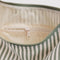 interior of sage stripe and white vertical stripe shoulder bag