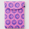 pink 16" puffy laptop sleeve with blue smiley print