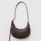 brown recycled leather small flat crescent bag