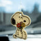 snoopy holding a colorful bouquet of flowers air freshener hanging from a mirror