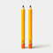 set of 2 yellow wooden pencil shaped taper candle set 