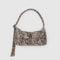 grey snakeskin mini cargo shoulder bag with adjustable strap and two front patch pockets