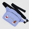 cornflower fanny pack with embroidered miffy and star print with black strap and zipper trim