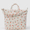 cream horizontal zip duck bag with red painted wildflower print