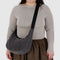 Medium Denim Crescent Bag w/ Key Leash - Washed Black Denim