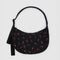 black medium crescent bag with red painted wildflower print
