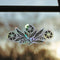 cornflower 'pyrex' inspired suncatcher sticker on a window