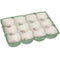 stoneware egg holder with sage trim and pretty burgundy floral print