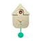 cream house shaped cuckoo clock with rainbow dial and teal trim