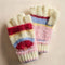 cream. red, blue and pink striped gloves/mittens