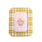 yellow fabric 4x5 picture frame with pale yellow, mint and burnt red plaid print