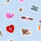crafty girl themed sticker sheets on a polka dot background