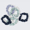 scattered set of 5 satin scrunchie set: 2 mint, 2 navy and 1  lavender