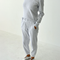 model wearing light grey pointelle jogger pants