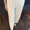 model wearing naturel cotton straight leg pants