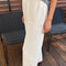 model wearing naturel cotton straight leg pants