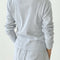 back view of model wearing icy grey pointelle long sleeve tee