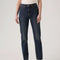 bottom view of model wearing dark denim wedgie slim fit jeans
