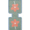 template of green needlepoint keychain kit with baby blue trim, orange flower print and gold hardware