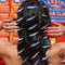 model wearing blue sardine hair barrettes 