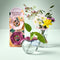 light pink and burgundy purple botanical keepers with two floral arrangements