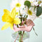 light pink and burgundy purple botanical keepers with two floral arrangements