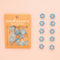 set of 12 5/8" blue flower buttons