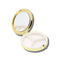 3-compartment interior of blue and gold pill compact with a cross-stitch DRUGS and vine border