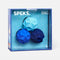 packaged set of three blue textured magnetic fidget toys