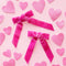 set of two hot pink velvet hair bow clips