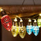 up close of hung retro disco string lights
