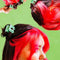 model wearing green mini bread clip mini hair claw