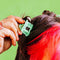 model wearing green mini bread clip mini hair claw