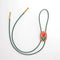 red tulip bolo tie with green cord and gold tips