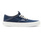 navy authentic vans sneaker with dark blue tab on the tongue and thick white sole