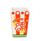 top view of ceramic red stripe 'fresh popcorn' shaped vase with scalloped top